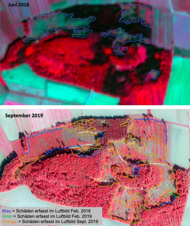 Satellitenbilder vor und nach Bearbeitung