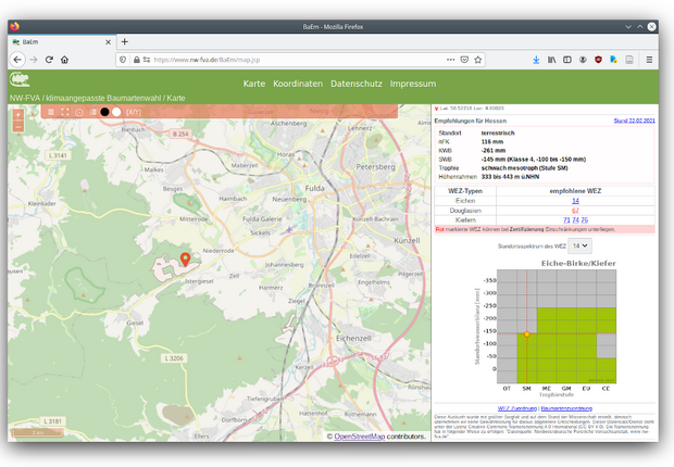 Screenshot einer Web-Anwendung